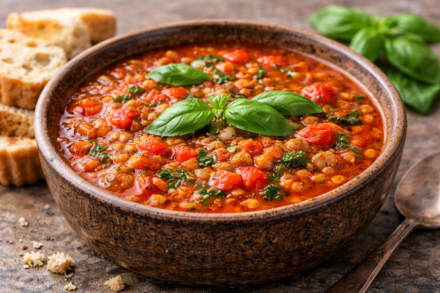 One-Pot Tomato Basil Lentil Soup